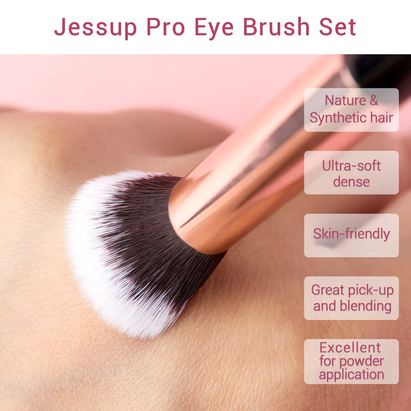 [Australia] - Jessup Professional Eye Makeup Brushes Set, 15Pcs Eyeshadow Blending Concealer Eyebrow Eyeliner Shader Brush with Labeled, Black/Rose Gold T157 
