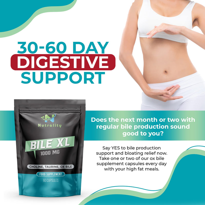 [Australia] - Nutrality Bile XL - 60 Capsules - Bile Supplement for Liver Detox - Gallbladder Supplements for Adults - 30-Day Supply - Natural Premium Quality 