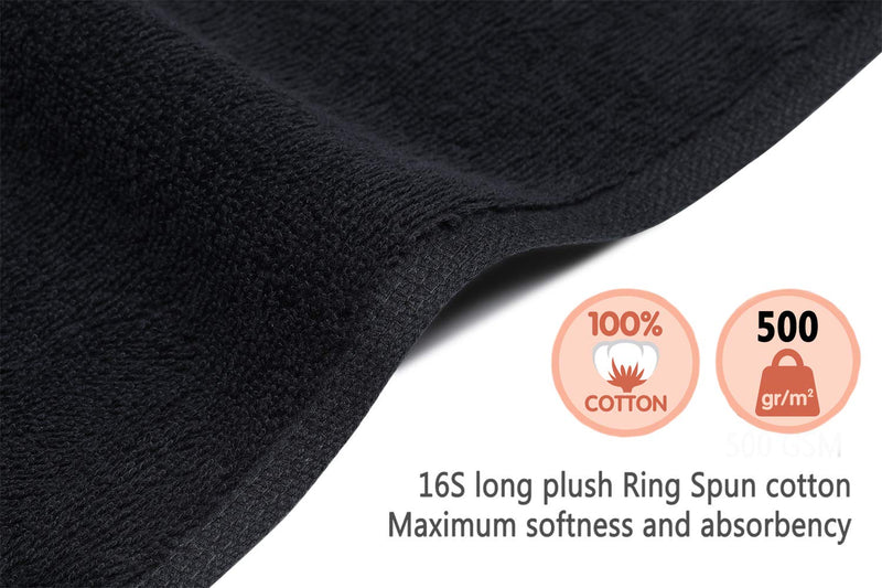 [Australia] - Black Salon Towels (2-Pack, 16 X 27 Inches)-Barber Hand Cotton Towel for Gym, Bath, Spa, Shaving, Shampoo Black 