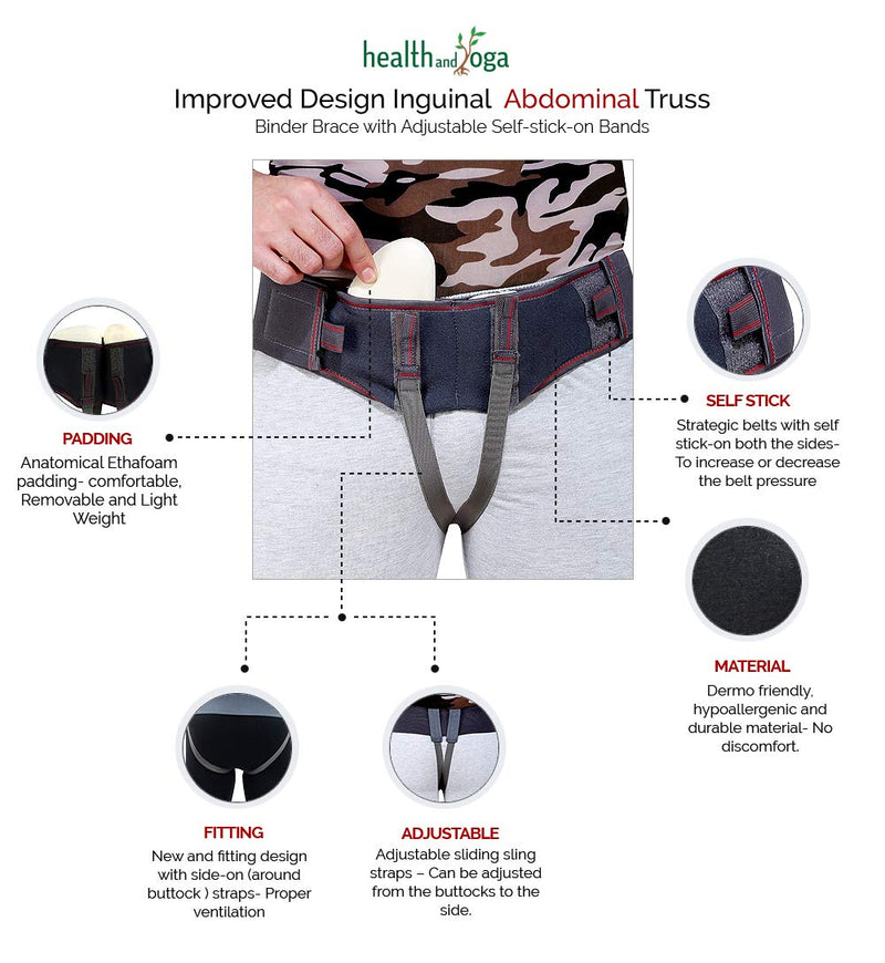 [Australia] - New Comfortable Hernia Belt for Men - Improved Design Inguinal Truss - Abdominal Binder Brace with Adjustable Self-stick-on Bands ( Large) L (36-40"/90-100cm) 