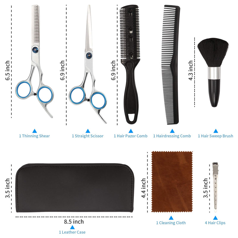 [Australia] - Gaoport 12 PCS Hair Cutting Scissors Set Professional Stainless Steel Haircut Kit Cutting Scissors, Thinning/Texturizing Shears, Hair Razor Comb, Barber/Salon/Home Hairdressing Shears Kit 