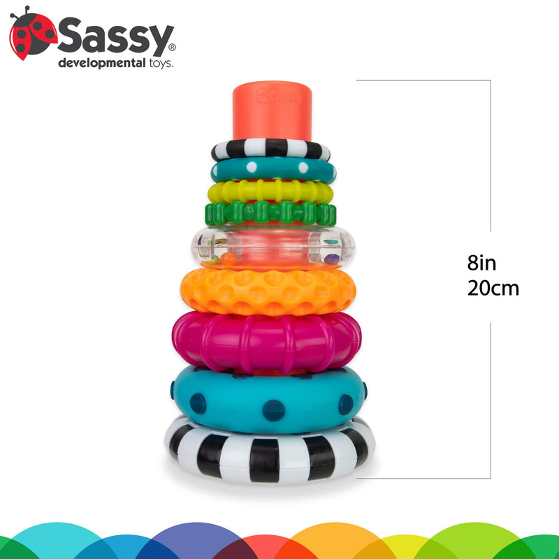 [Australia] - Sassy Stacks of Circles Stacking Ring STEM Learning Toy, Age 6+ Months, Multi, 9 Piece Set 6-24 Month (1 Count) 
