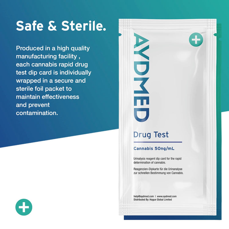 [Australia] - 10 x Aidteq Professional Cannabis Rapid Drug Test Dip Cards | Urine Drug Tests | 50ng/mL Cut-Off Level | Test for Marijuana, Hashish, THC 