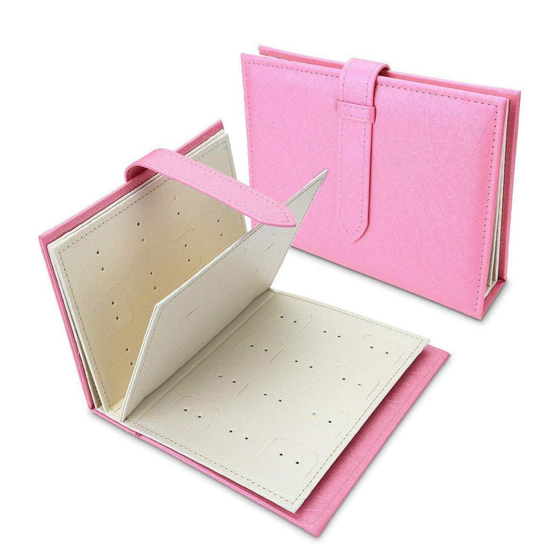 [Australia] - L'cattie Earring Organizer Book Creative Earring Holder Portable Travel Jewelry Storage Boxes (Pink, one Size) Pink 