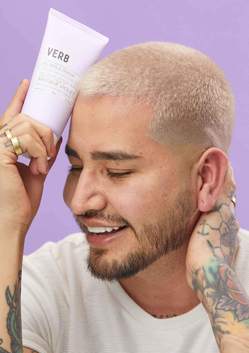 [Australia] - Verb Purple Hair Mask, Vegan Color Depositing Mask for Blonde, Grey and Silver Hair, Hydrates and Reduces Yellow Hues, 6.3 oz 