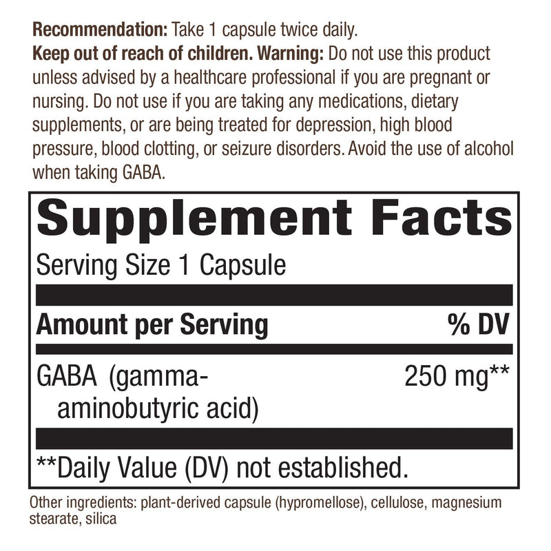[Australia] - Enzymatic Therapy GABA, Gamma-Aminobutyric Acid 250 mg Potency, 60 VCaps (Packaging May Vary) 