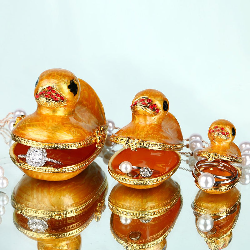 [Australia] - Family Duck Trinket Box Easter Day Gifts for Her for Him Birthday Gifts for Women Fine Pewter Boxes Jeweled Small Box with Crystal Decor Jewelry Holder Organizer Trinket Boxes Hinged (duck) 
