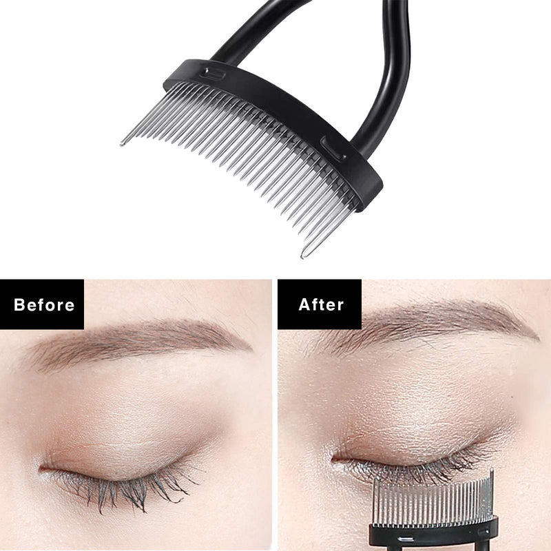 [Australia] - GreenLife 3Pcs Professional Eyelash Comb Curlers Double-Ended Dual Eyebrow Brush Mascara Separator Angled Brow Brush Steel Teeth Brow Brush Comb Makeup Grooming Tool 