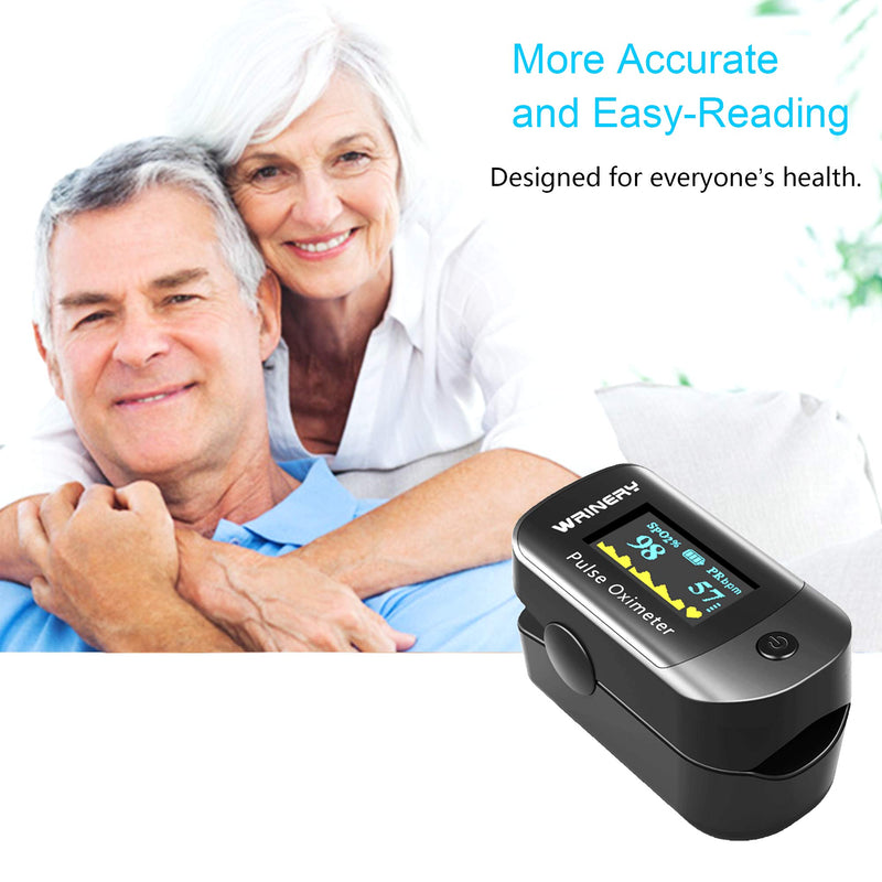 [Australia] - Blood Oxygen Saturation Monitor, Pulse Oximeter Fingertip, OLED Portable Oxygen Monitor, O2 Saturation Monitor, Heart Rate Monitor, SpO2 Finger Pulse Oximeter with CarryingCase,Lanyard,Batteries,Black 