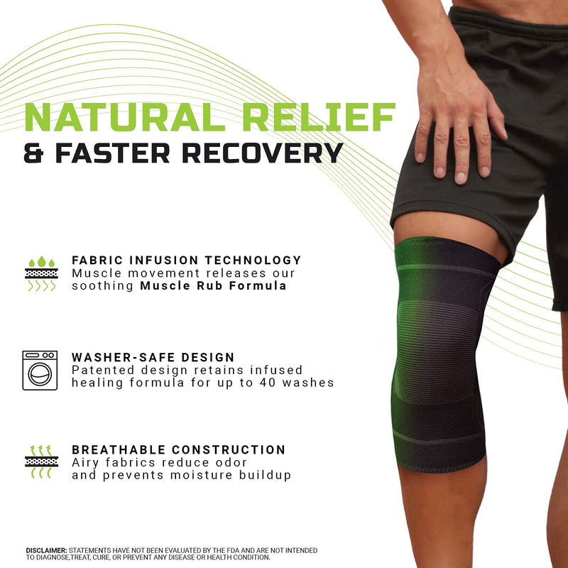 [Australia] - Green Drop Professional Knee Brace - Compression Sleeve Support for Men & Women - Breathable Patented Medical Grade Natural Relief Herb-Infused Support for Sports, Running, Injury Recovery, Arthritis Large / X-Large 