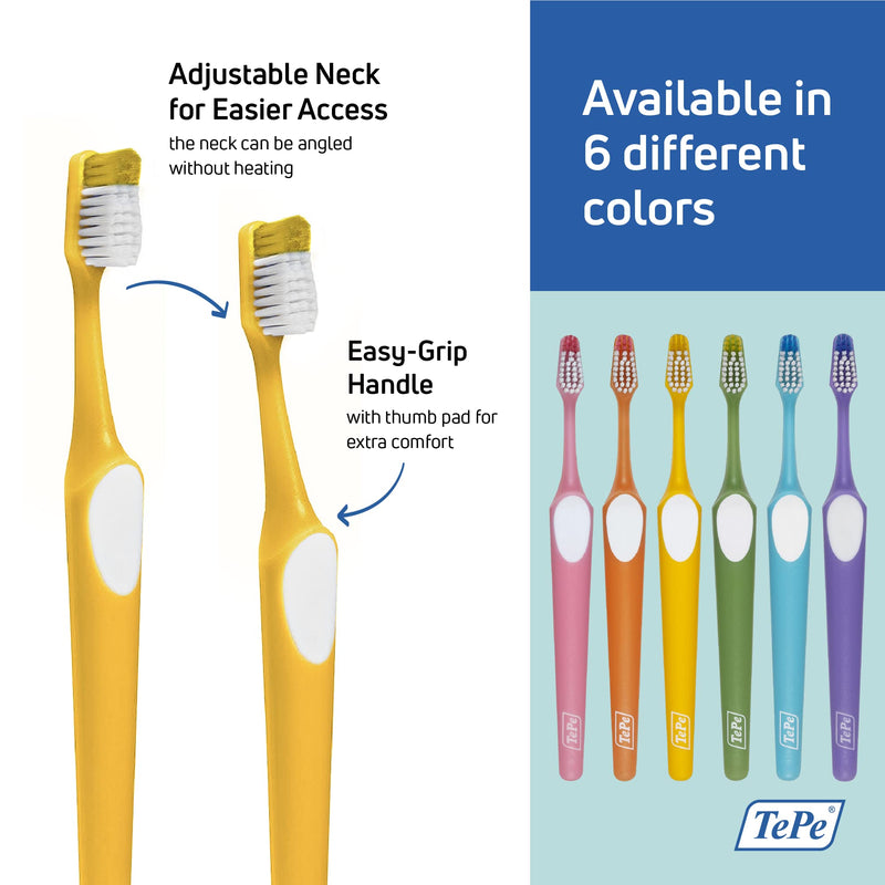 [Australia] - TEPE Nova Medium Toothbrush for simple and easy access to the back teeth / 1 x Nova Medium brush Yellow 1 Count (Pack of 1) 
