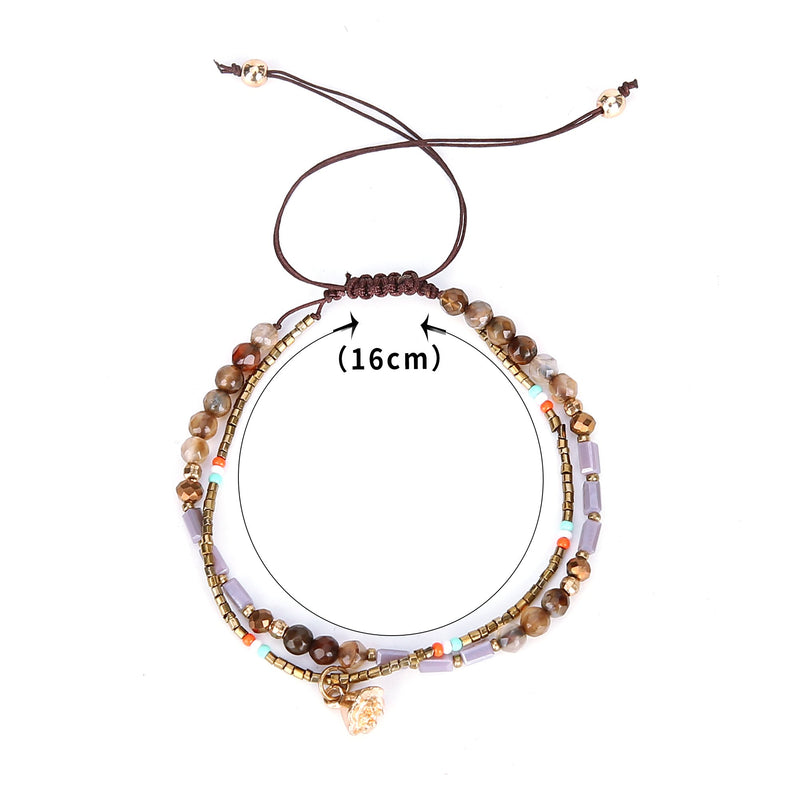 [Australia] - Joya Gift Handmade Adjustable Wrap Bracelet Bohemian String Braided Beads Anklets Gifts for Women Girls Yellow 