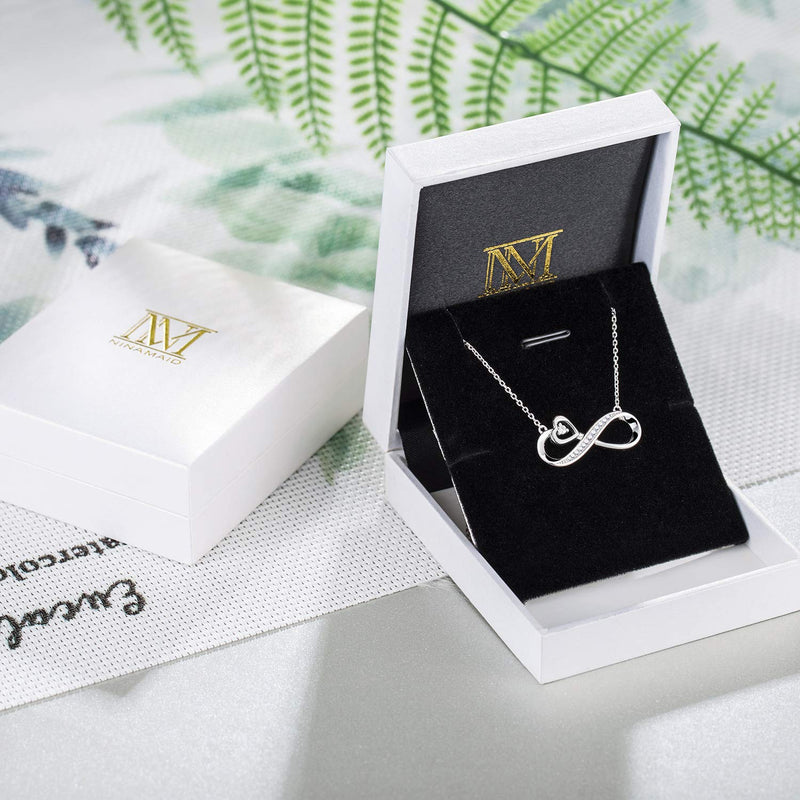 [Australia] - NINAMAID Necklace for Women Girls Wife 925 Sterling Silver Necklace Infinity Forever Love Heart Jewelery Pendant Present for her 