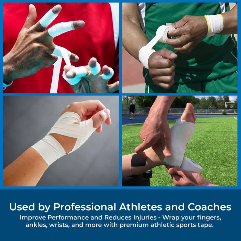 [Australia] - AFFORDTEX Sports Tapes – 8 Adhesive Rolls Bundle with No-Sticky Residue – Sport Tape with Zig-Zag Edge for Easy Tearing – Skin-Friendly Athletic Tape of 1.5 x 10 Yards for Athletes, Coaches, Amateurs 