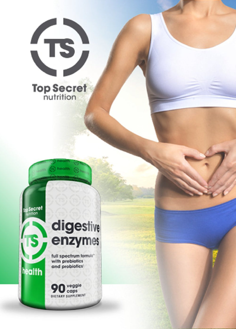 [Australia] - Top Secret Nutrition Digestive Enzymes with Prebiotics and Probiotics, and Bioperine for Better Digestion and Nutrient Absorption, Helps with Bloating and Gas (90 veggie caps) 90 Count (Pack of 1) 