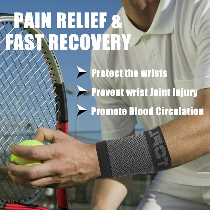 [Australia] - TOFLY®Compression Wrist Brace Sleeves (Pair), Unisex, 20-30mmHg Grade Compression Wrist Support Band for Carpal Tunnel Syndrome, RSI, Wrist Pain & Strain, Arthritis, Tendonitis, Sport, Black L Large (1 Pair) 