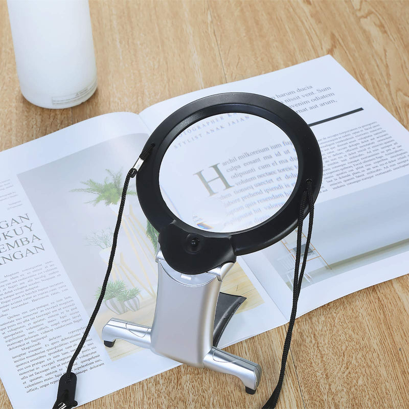 [Australia] - Reading Magnifier, Hands Free Neck Wear Handheld Large Lighted Magnifying Glass Desktop Magnifier with LED Light for Close Work, Reading, Sewing, Cross Stitch, Inspection, Repair, Crafts size 1 