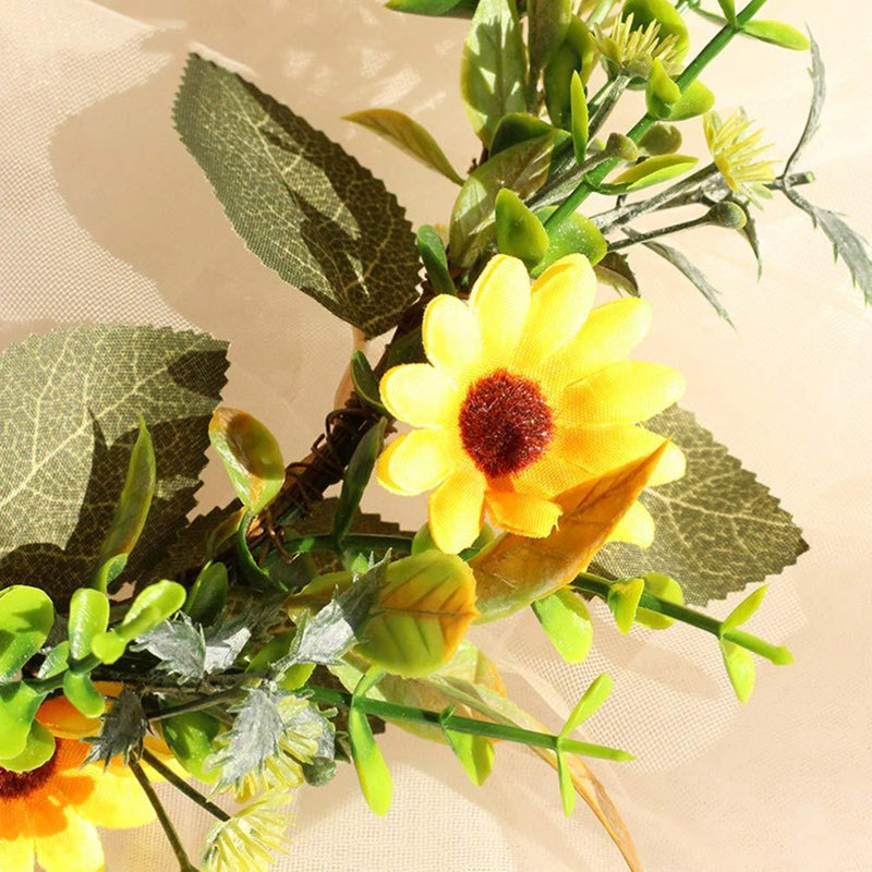 [Australia] - Minkissy Sunflower Headband Floral Hair Garland Sunflower Crown Fairy Flower Headband Wedding Hair Accessories for Girls Brides Ladies 