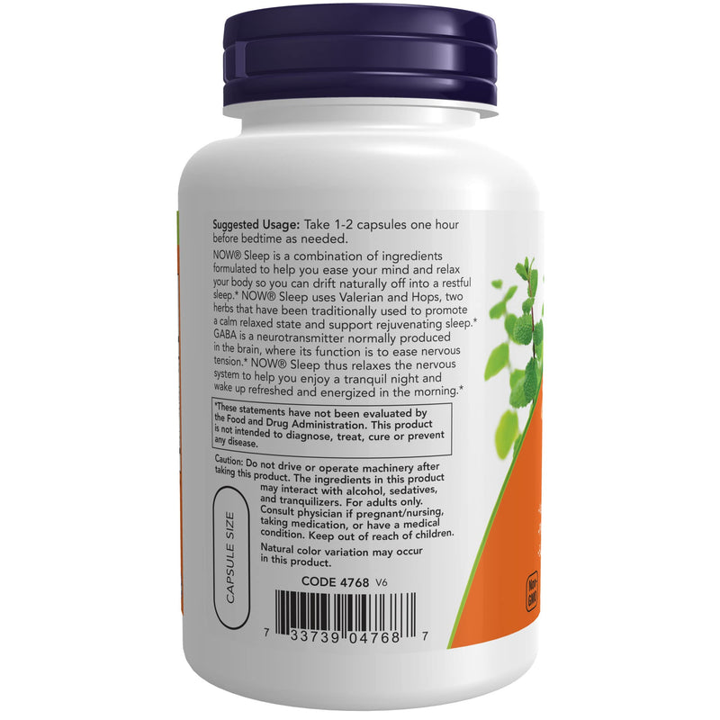 [Australia] - NOW Supplements, Sleep with Valerian Root Extract Plus Hops, Passionflower and GABA, Botanical Sleep Blend*, 90 Veg Capsules 