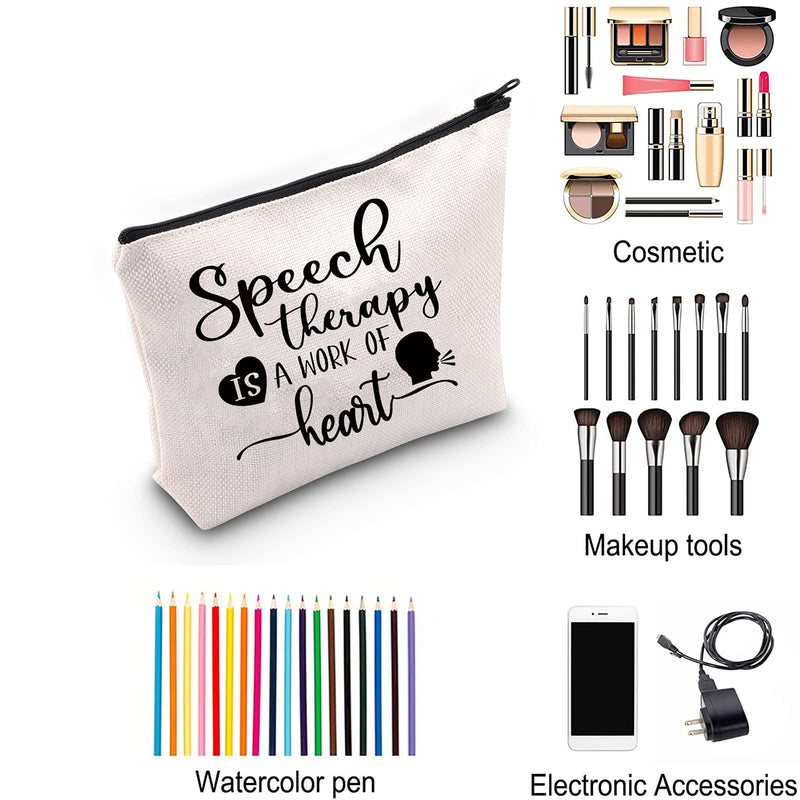 [Australia] - BAUNA Speech Therapy Survival Kit SLP Appreciation Gift Speech Therapy is a Work of Heart Cosmetic Bag SLP Graduation Gift (SLP Heart) Slp Heart 