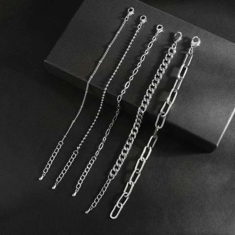 [Australia] - Elegance 11 designs Gold Link Bracelet for Women Girls 14K Gold Plated Dainty Link Beads Bracelets Adjustable Layered Metal Link Bracelet Set Handmade Fashion Jewelry. Style-1 