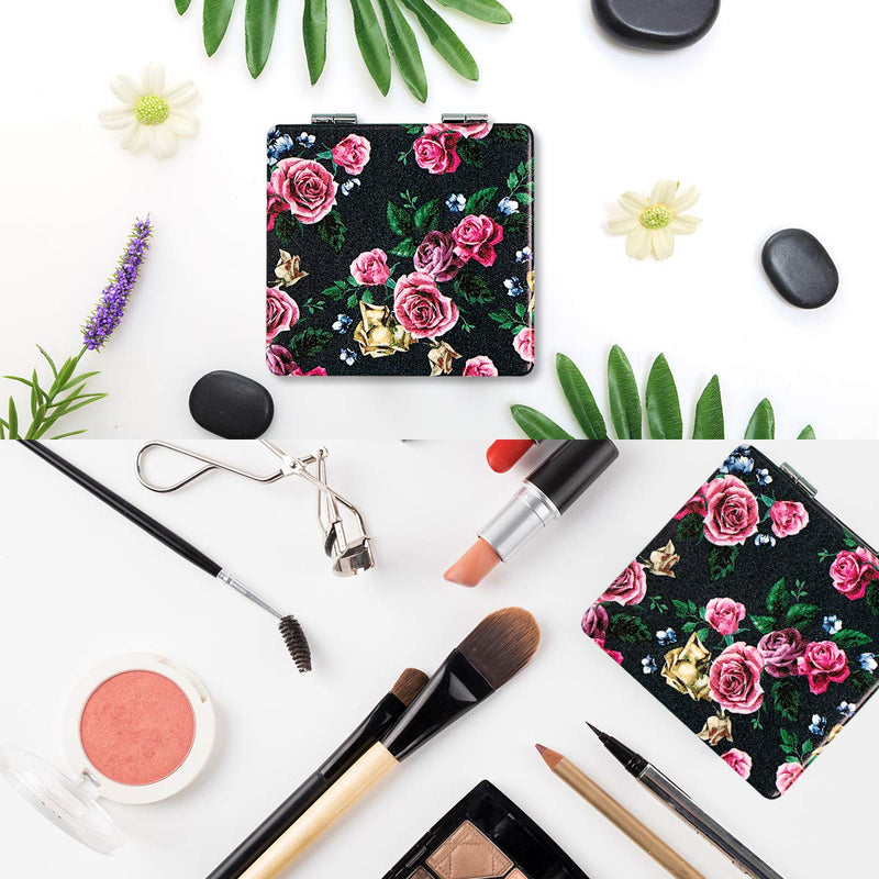 [Australia] - Metal Compact Mirror- 3X Magnifying Makeup Mirror - Perfect for Purses - Travel - 2-Sided with 3X Magnifying Mirror and 1X Mirror with Matching Microfiber Cloth F 