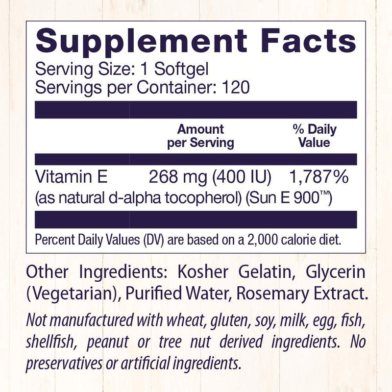 [Australia] - Healthy Origins Sunflower Vitamin E-400 IU, 120 Softgels 120 Count (Pack of 1) 
