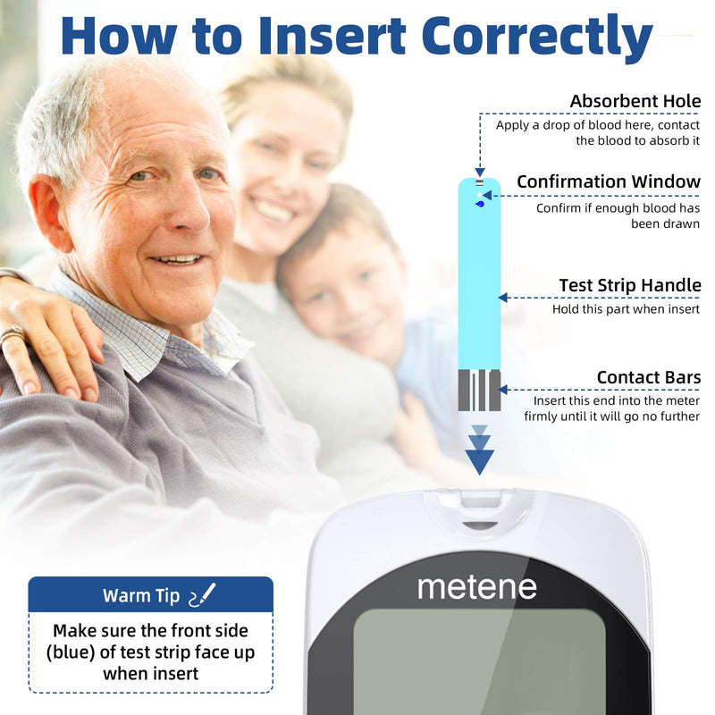 [Australia] - Metene TD-4116 Blood Glucose Test Strips, 100 Count Blood Sugar Test Strips for Diabetes, Use with metene TD-4116 Blood Glucose Monitoring System Only 100 Count (Pack of 1) 