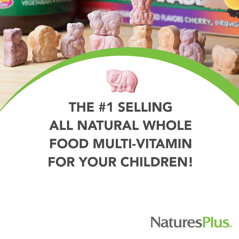 [Australia] - NaturesPlus Animal Parade Gold Children�s Multivitamin - Cherry Flavour, Chewable Animal Shaped Tablets - Vegan, Gluten Free, Vegan - 60 Tablets 60 Count (Pack of 1) 