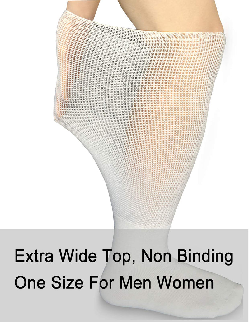 [Australia] - MOLAX Extra Width Diabetic Socks for Lymphedema, Bariatric Non Binding Knee High Sock for Swollen Edema Cast Feet Oversized Men&Women Legs,Over Calf Slouch Boot Socks 2 Pairs(WhiteKnee-Hi (2 Pairs)) White/Knee-hi (2 Pairs) 