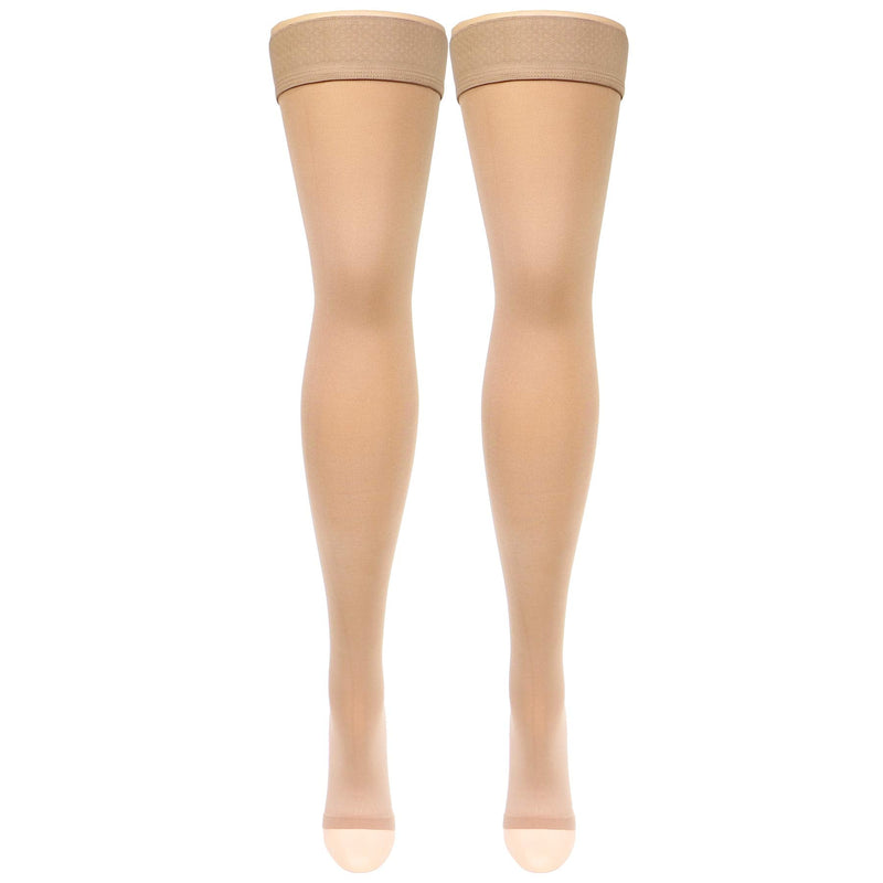 [Australia] - Truform Women's Compression Stockings, 20-30 mmHg, Thigh High Length, Open Toe, Opaque, Beige, Medium Beige (Open Toe) Medium (20-30 mmHg) 