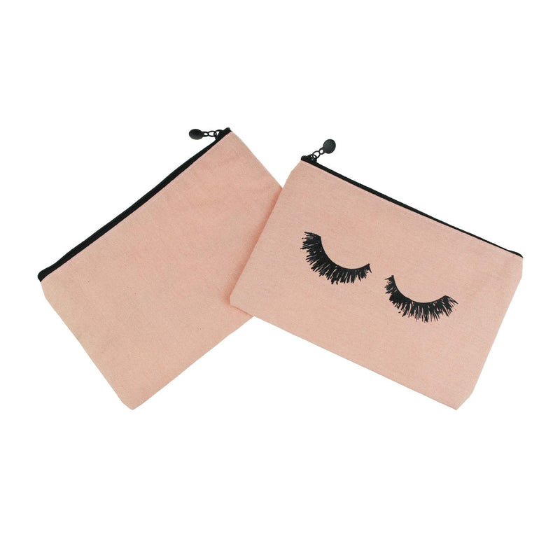 [Australia] - Goodma 6 Pieces Makeup Cosmetic Bags Eyelash Pattern Travel Pouches Toiletry Cases with Zippered Pocket for Women and Girls (Pink) 