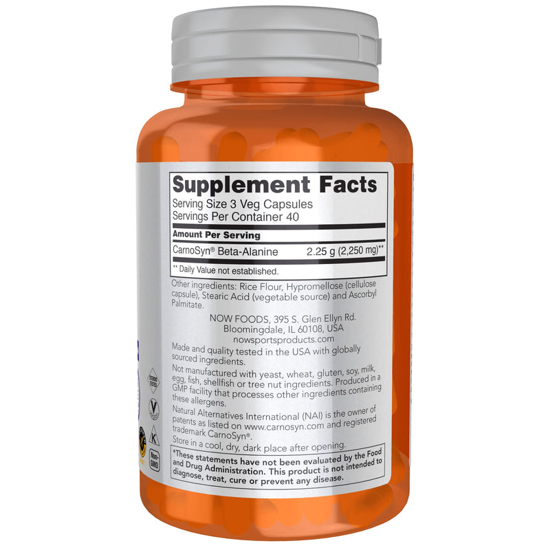 [Australia] - NOW Sports Nutrition, Beta-Alanine 750 mg, Delays Muscle Fatigue*, Endurance*, 120 Veg Capsules 