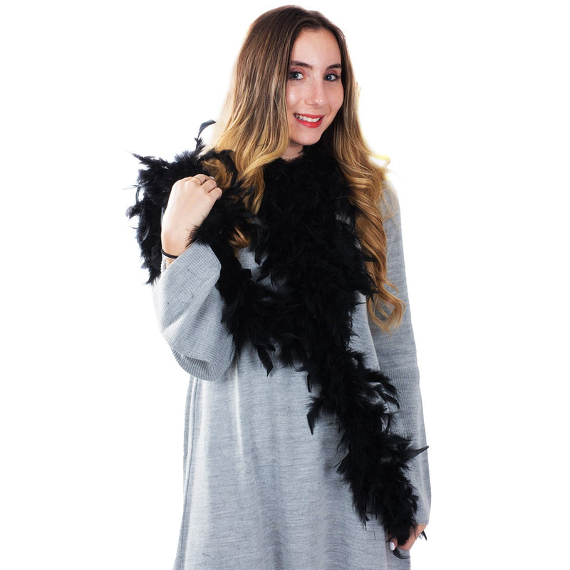 [Australia] - Tigerdoe Feather Boas - 2 Pack Marabou Boas, Party Dress Up Costume Accessories, 72 Inch Long 2 Pack Black Boas 