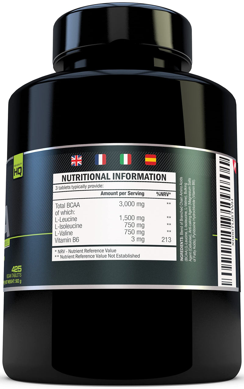 [Australia] - BCAA Tablet 1000mg, 425 Tablets, 3000mg Daily Serving, 141 Day Supply, 2:1:1 BCAAs Branch Chain Amino Acids + B6 