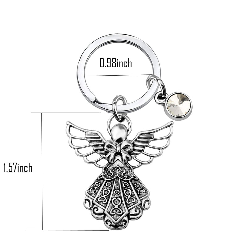 [Australia] - BNQL Guardian Angel Keychain with Birthstone Memorial Key Chain Personalised Gift April 