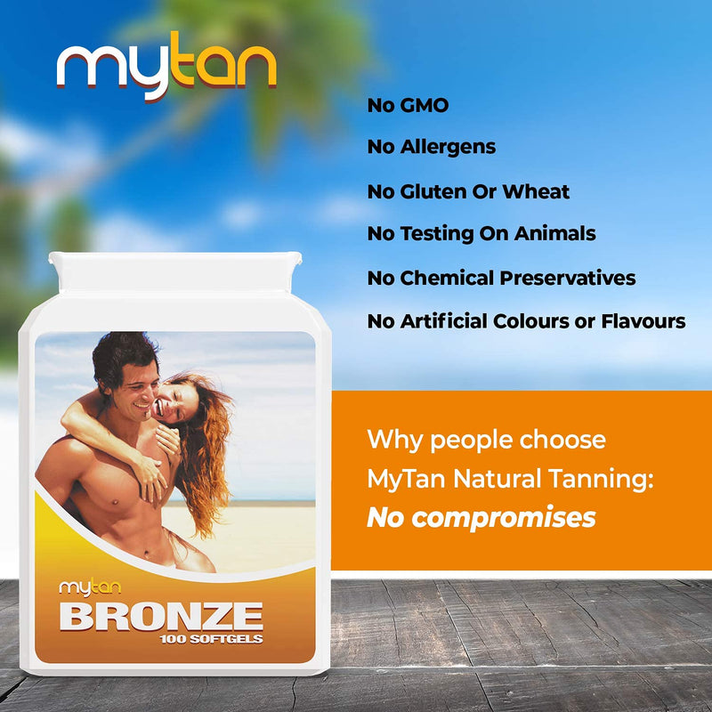 [Australia] - MyTan Bronze Tanning Pills | 100 Softgels | Tanning Tablets with Natural Mixed Carotenoids | Use with Or Without Sun For A Healthy, Safe Tan 