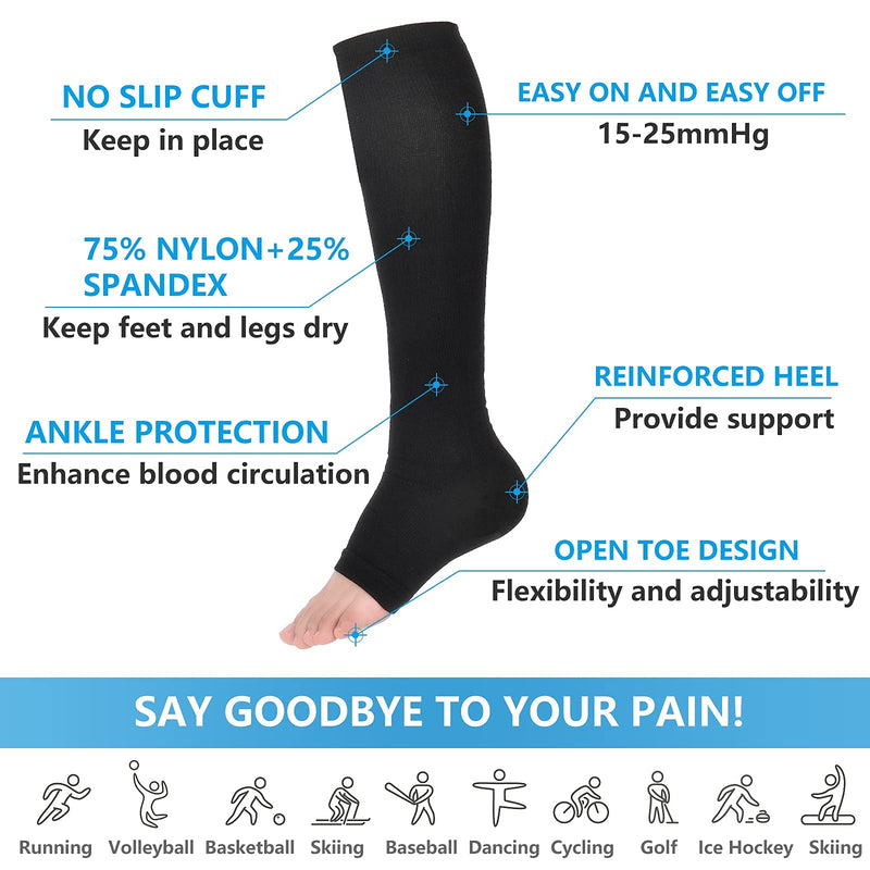 [Australia] - Bropite Zipper & Open Toe Compression Socks, Knee High Socks ,Suit for Running, Athletic, Nurses, Pregnancy, Flight, and Traveling 
