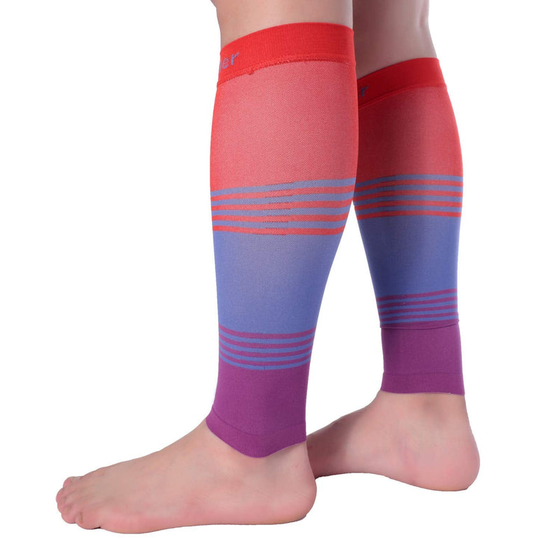 [Australia] - Doc Miller Calf Compression Sleeve Men and Women 20-30 mmHg, Shin Splint Compression Sleeve, Medical Grade Socks for Varicose Veins and Maternity 1 Pair Medium Red Blue Purple Calf Sleeve Red.Blue.Purple 