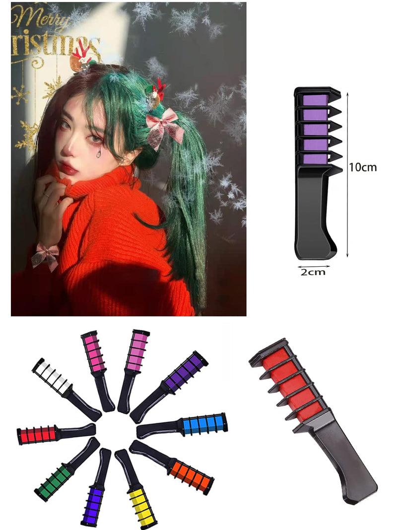 [Australia] - Hair Color Hair Chalk Dye Kit for Kids,Washable Non-Toxic Hair Dye for 3 4 5 6 7 8 9 10 Year Old,HOINCO 10 Color Halloween, Party, Cosplay, Christmas, Birthday Girls Gift 