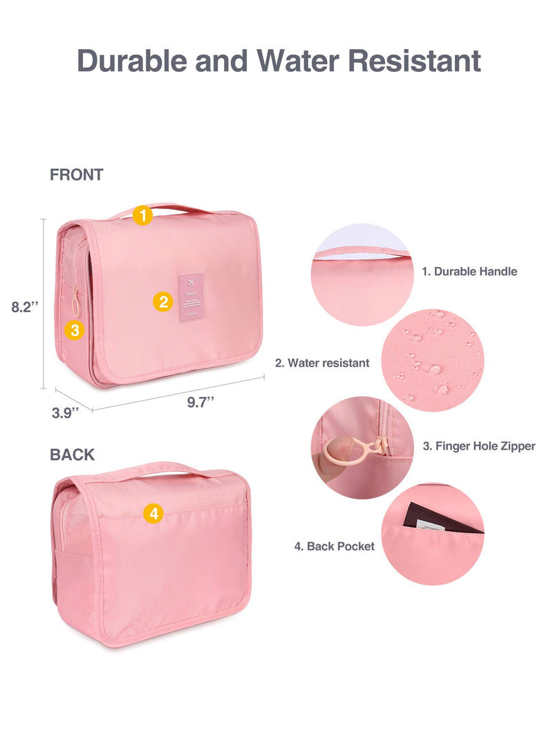 [Australia] - Luxtude Toiletry Bag Womens with Hanging Hook, Water-resistant Hanging Toiletry Bag for Traveling, Portable Toiletry Case Travel Organizer for Toiletries, Cosmetics, Hygiene Accessories, Shampoo Pink 