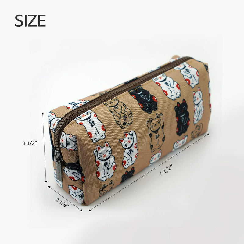 [Australia] - Lucky Japanese Cat Pencil Case Cute Maneki Neko Cat Pencil Bag Pouch Case Makeup Cosmetic Bag Kawaii Gadget Box Stationary gray 