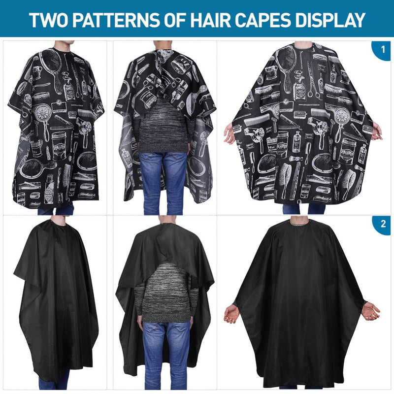 [Australia] - Salon Barber Cape with Snap Closure, Frcolor 2 Pack Professional Hair Cutting Cape with Neck Duster Brush and Black Hair Comb 