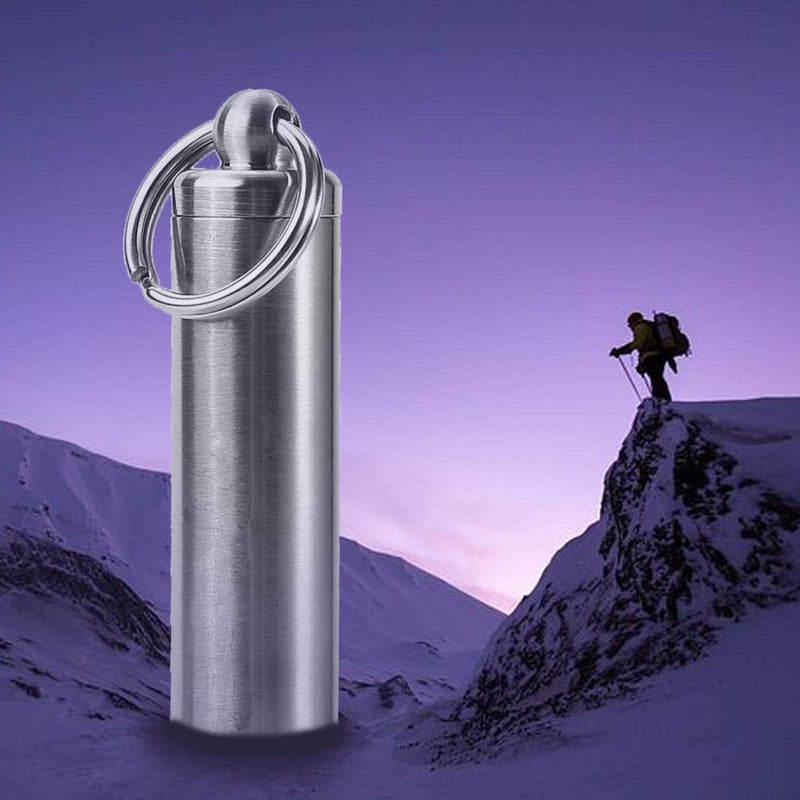 [Australia] - Mini Pill Holder Waterproof Pill Containers, Portable Pill Case, Stainless Steel Pill Box with Keychain for Outdoor Camping Traveling 