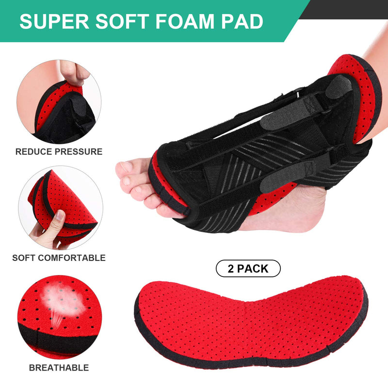 [Australia] - Plantar Fasciitis Night Splint Kit Adjustable Foot Drop Orthotic Brace stretching belt with 2 Foot Pads 1 Massage Ball Foot Support Effective Relief from Plantar Fasciitis Pain Heel Arch Foot Pain 