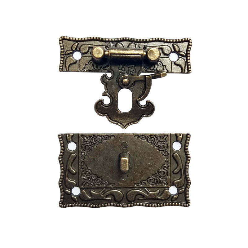 [Australia] - Wooden box lock Closed buckle lock Bronze Vintage lockRed wine box lock. Vintage jewelry box lock. Snap lock. Keyless lock. 