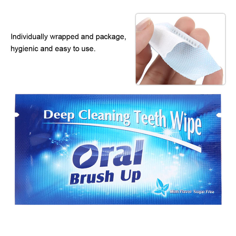 [Australia] - 50Pcs Teeth Wipe Cloth Mint Flavor Freshen Mouth Breath Tooth Cleaning Cloth Oral Tooth Deep Cleaning Wipes 