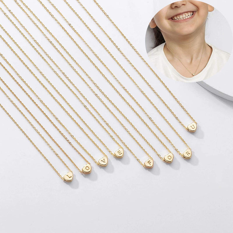 [Australia] - Tiny Gold Initial Necklaces - 14K Gold Filled Letter Heart Necklace, Gift for Women Girls A 