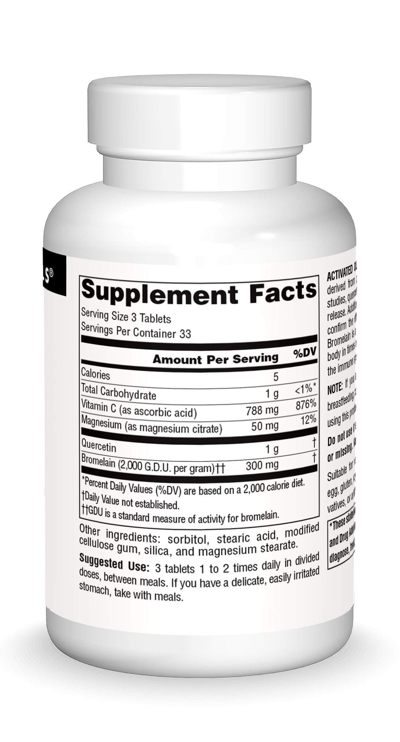 [Australia] - Source Naturals Activated Quercetin - Plant-Derived Bioflavonoid Complex - Seasonal & Immune Defense - 100 Tablets Vegetarian Friendly 