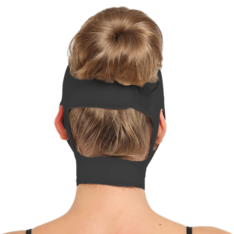 [Australia] - Neck Chin Compression Garment Strap Bandage, Face Slimmer, Double Chin Wrap Black Medium (Pack of 1) 